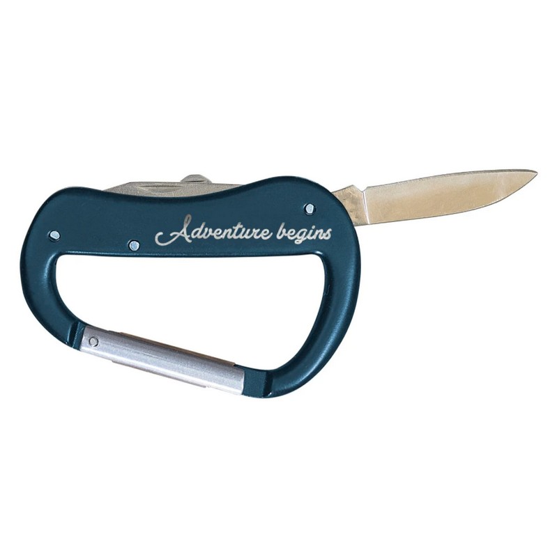 Portachiavi moschettone multiutensile 5 in 1 con lima, apribottiglie, coltello e forbici, per un classico regalo uomo